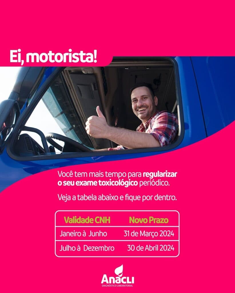 Prorrogado prazo para realização de exame toxicológico período